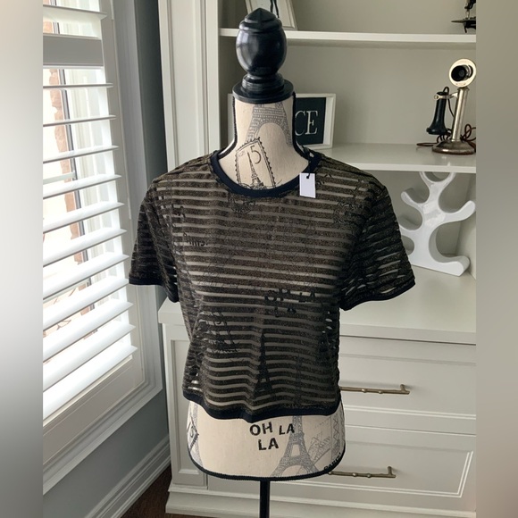 KORAL Terrain Cropped Top Black Gold Women’s Size Large BRAND NEW Made in USA - Picture 5 of 15